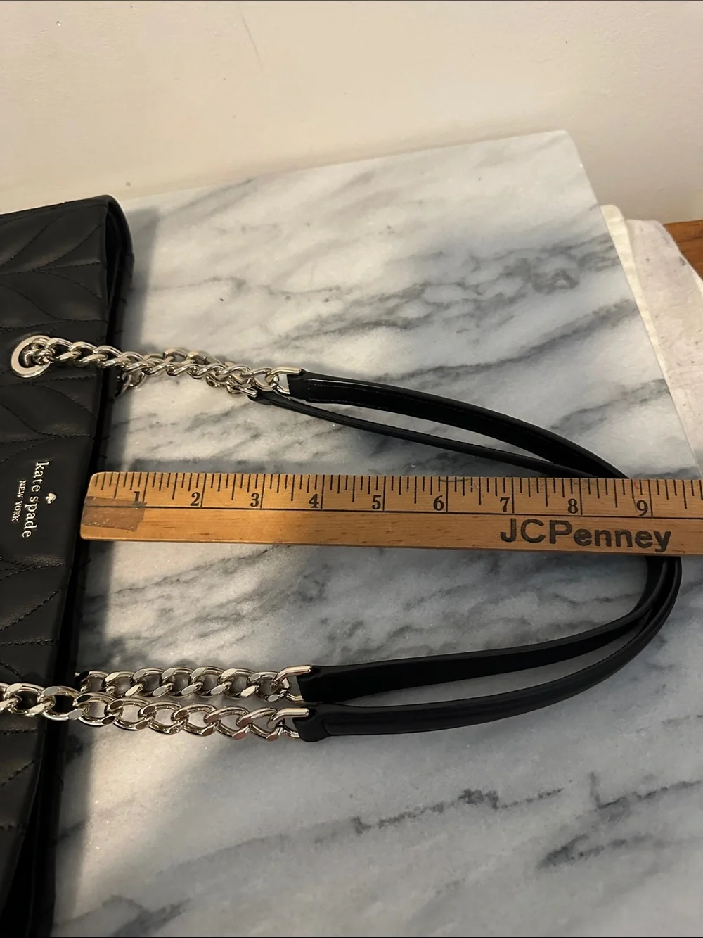 kate spade Black Briar lane Quilted Chevron Tote with Chain Handles NWOT